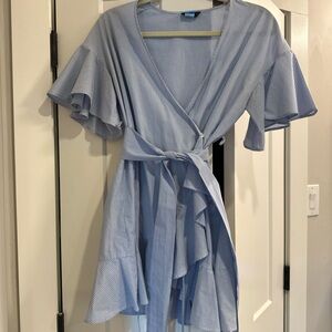 Topshop Light Blue Pinstripe Blouse